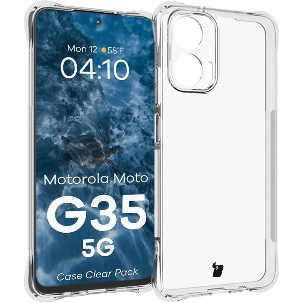Elastyczne etui + 2x folia na ekran Bizon Case Clear Pack do Motorola Moto G35 5G