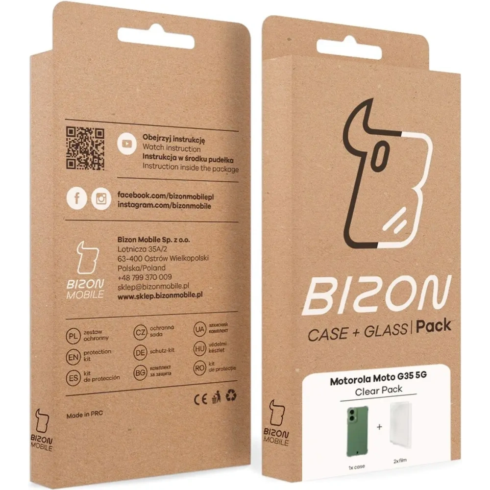Elastyczne etui + 2x folia na ekran Bizon Case Clear Pack do Motorola Moto G35 5G