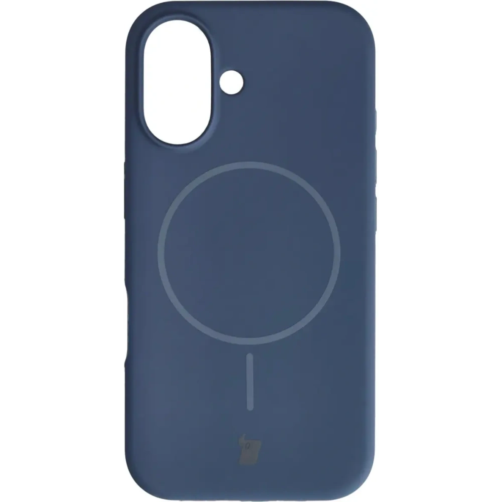 Silikonowe etui z pierścieniem magnetycznym Bizon Soft Case do Apple iPhone 16 granatowe