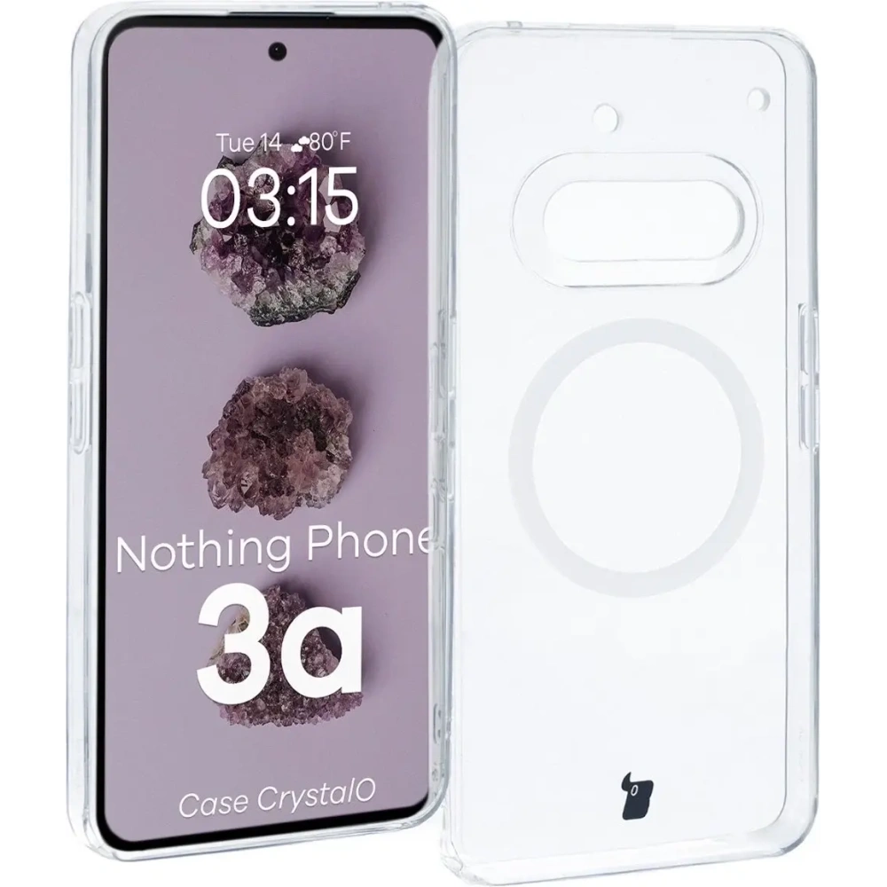 Etui z pierścieniem magnetycznym Bizon Case CrystalO do Nothing Phone (3a) przezroczyste