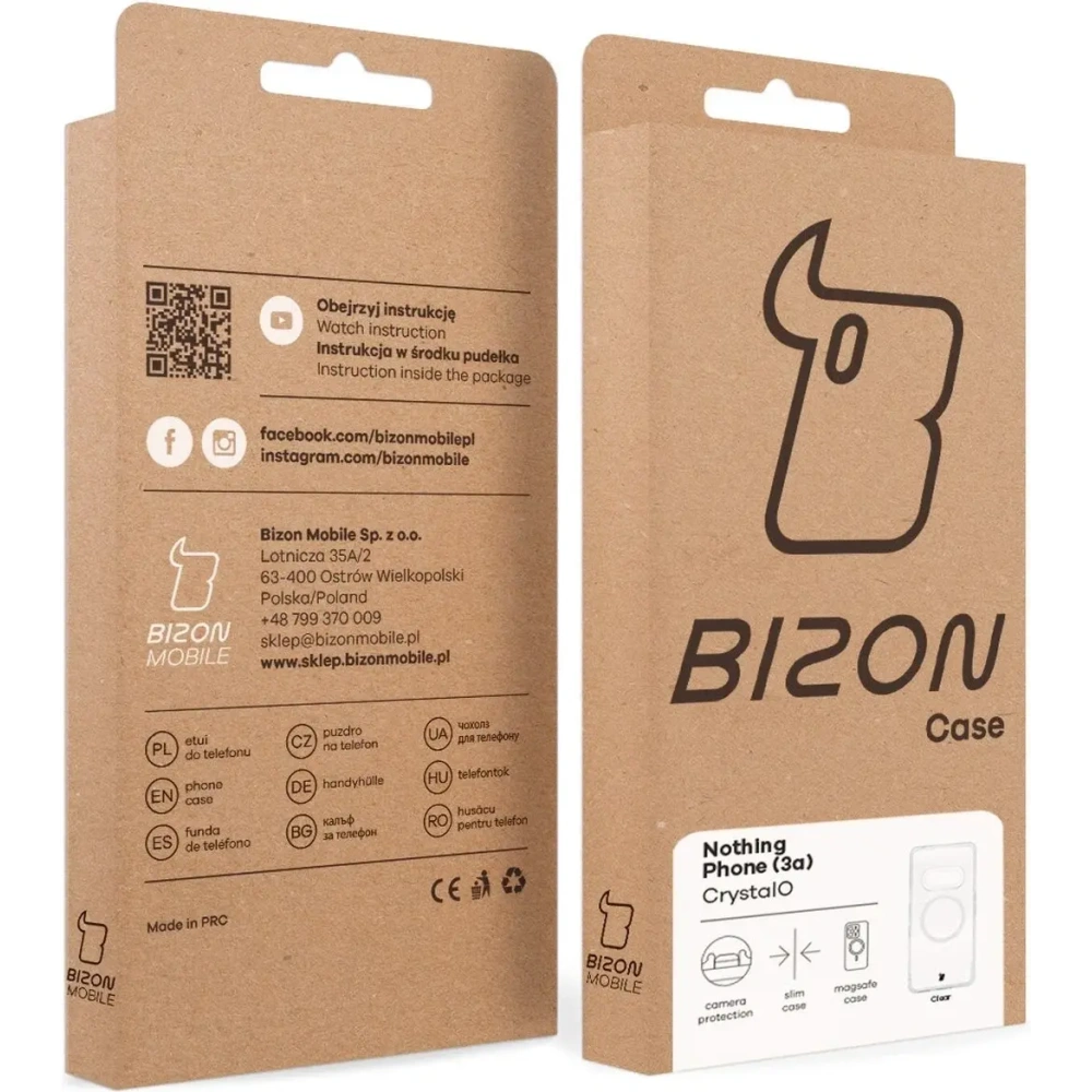 Etui z pierścieniem magnetycznym Bizon Case CrystalO do Nothing Phone (3a) przezroczyste