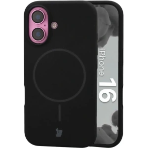 Silikonowe etui z pierścieniem magnetycznym Bizon Soft Case do Apple iPhone 16 czarne