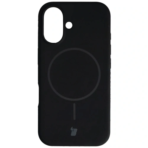 Silikonowe etui z pierścieniem magnetycznym Bizon Soft Case do Apple iPhone 16 czarne