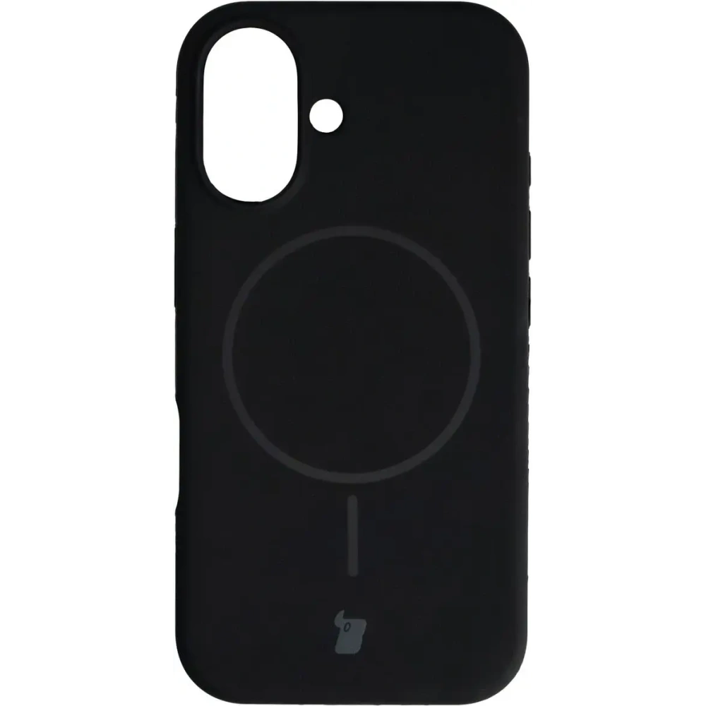 Silikonowe etui z pierścieniem magnetycznym Bizon Soft Case do Apple iPhone 16 czarne