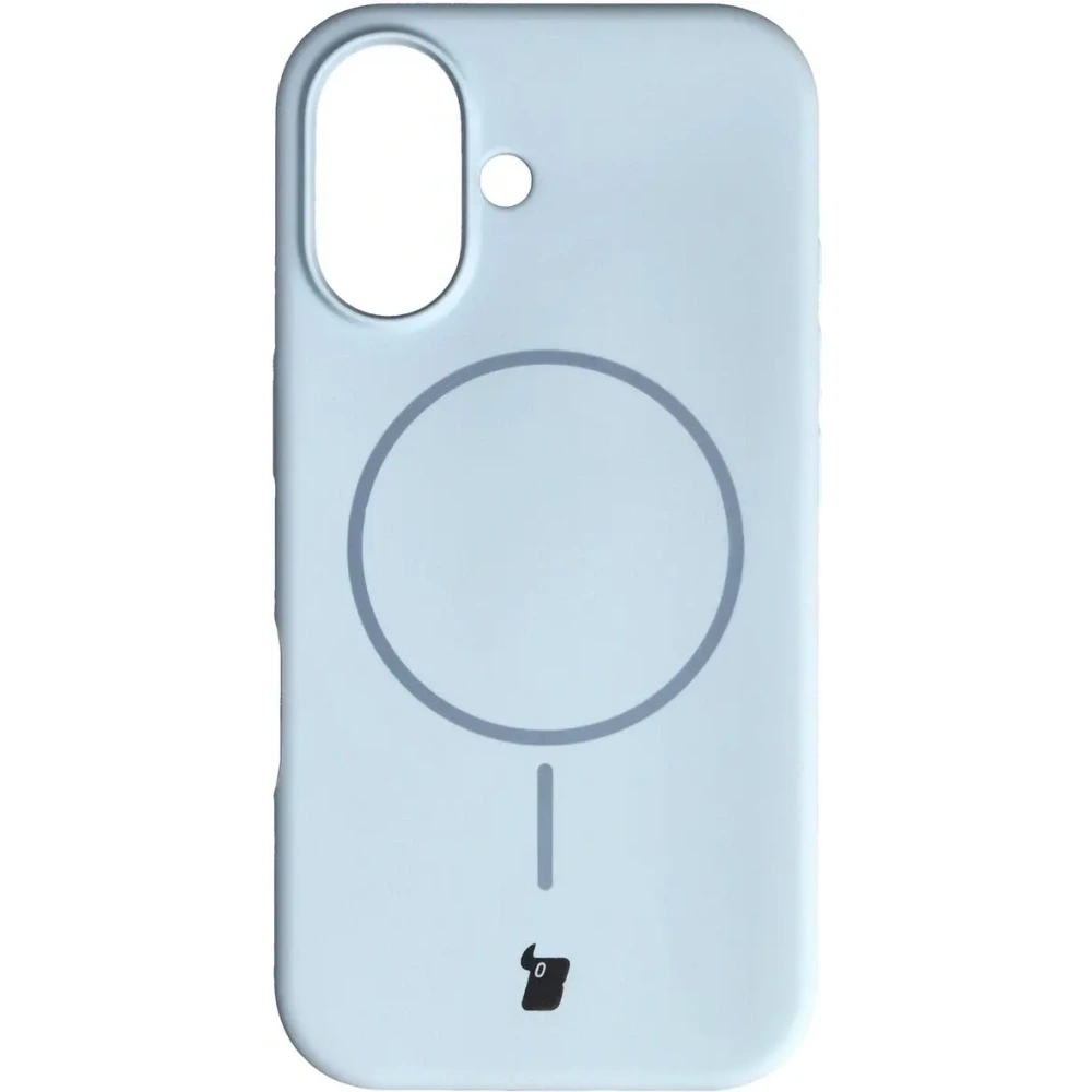 Silikonowe etui z pierścieniem magnetycznym Bizon Soft Case do Apple iPhone 16 błękitne