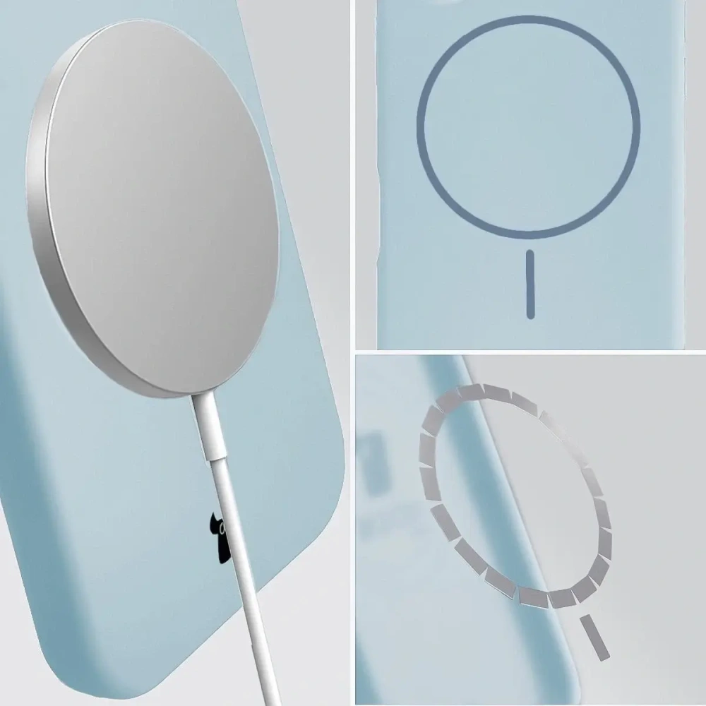 Silikonowe etui z pierścieniem magnetycznym Bizon Soft Case do Apple iPhone 16 błękitne