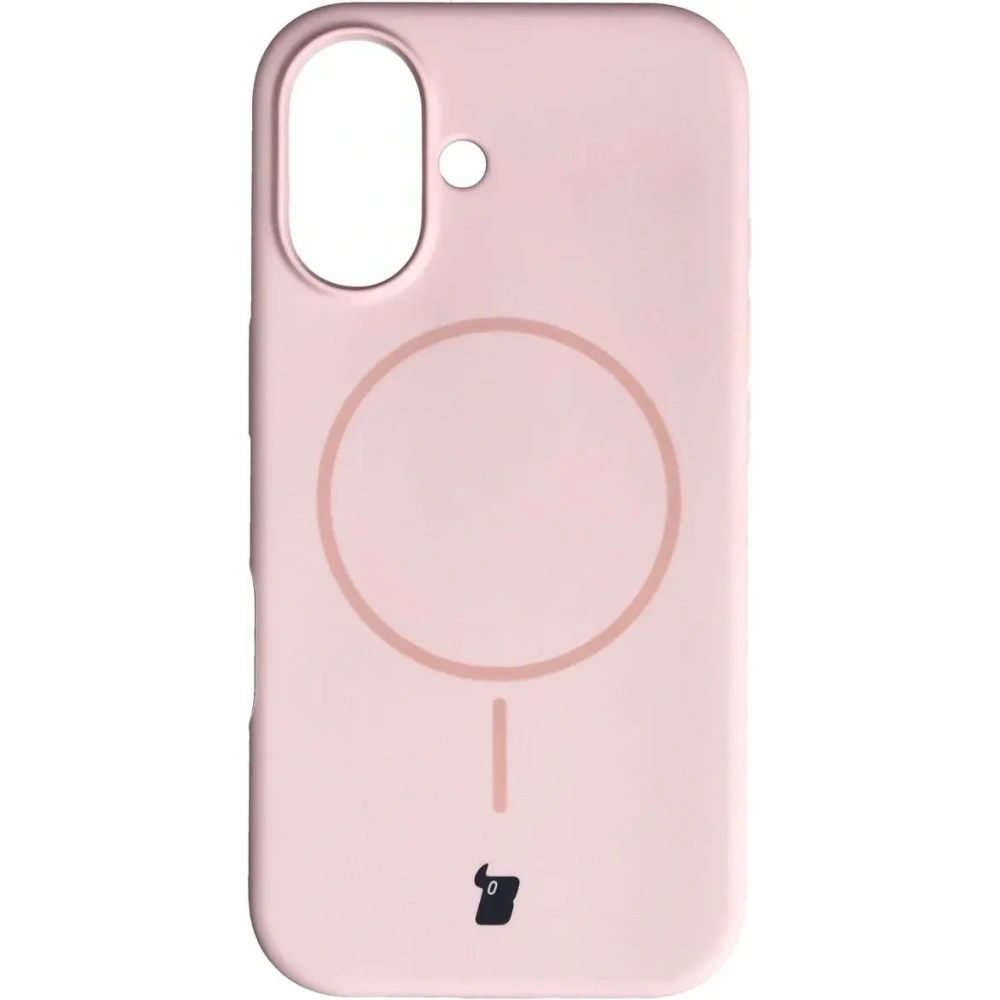 Silikonowe etui z pierścieniem magnetycznym Bizon Soft Case do Apple iPhone 16 jasnoróżowe