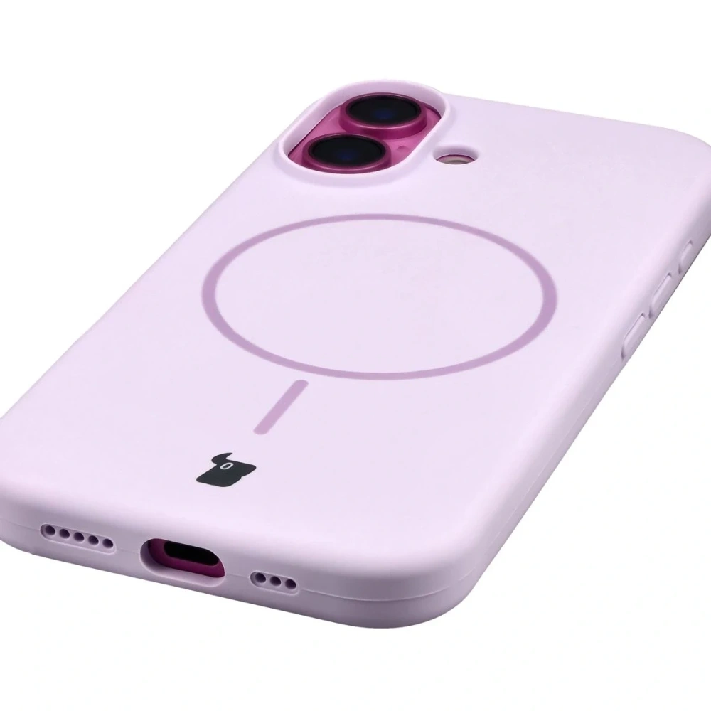 Silikonowe etui z pierścieniem magnetycznym Bizon Soft Case do Apple iPhone 16 jasnofioletowe