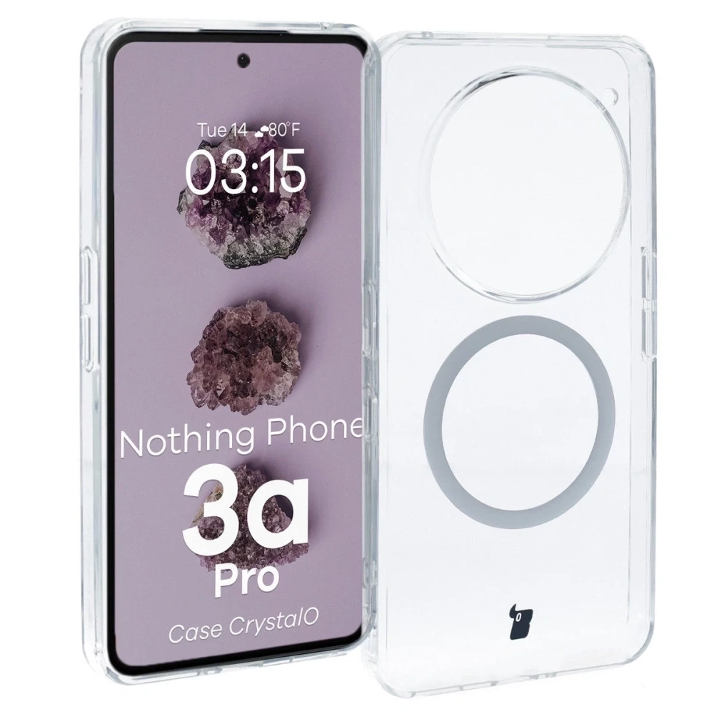 Etui z pierścieniem magnetycznym Bizon Case CrystalO do Nothing Phone (3a) Pro przezroczyste