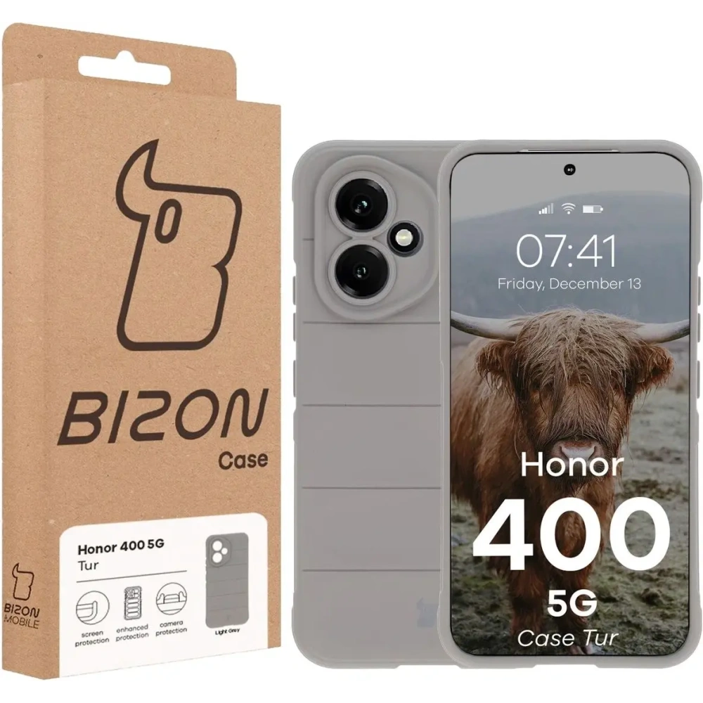 Pancerne etui Bizon Case Tur do Honor 400 5G jasnoszare