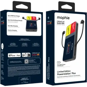Mophie Powerstation Plus 10K Red Bull Racing 10000mAh Power Bank s vestavěným USB-C a Lightning kabelem