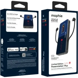 Mophie Powerstation Plus 10K Red Bull Racing MV1 10000mAh Power Bank s vestavěným USB-C a Lightning kabelem
