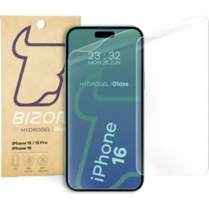 Bizon Glass Hydrogel Front Apple iPhone 15 / 15 Pro / 16 [2 PACK]