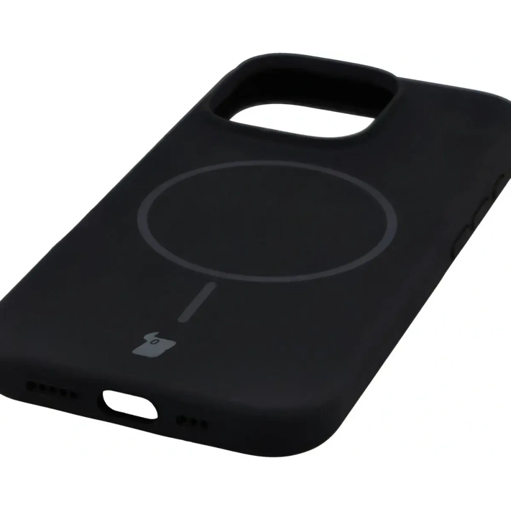 Silikonowe etui z pierścieniem magnetycznym Bizon Soft Case Magnetic do Apple iPhone 16 Pro czarne