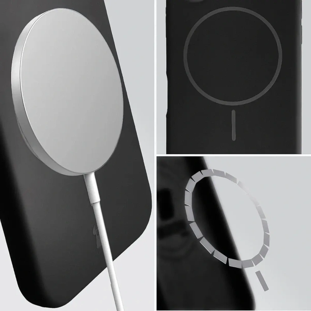 Silikonowe etui z pierścieniem magnetycznym Bizon Soft Case Magnetic do Apple iPhone 16 Pro czarne