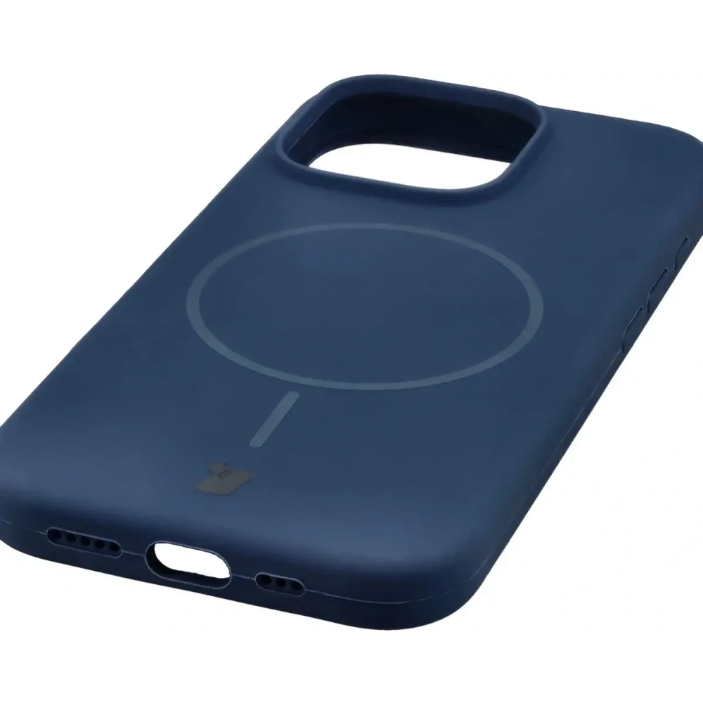 Silikonowe etui z pierścieniem magnetycznym Bizon Soft Case Magnetic do Apple iPhone 16 Pro granatowe