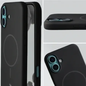 Silikonowe etui z pierścieniem magnetycznym Bizon Soft Case Magnetic do Apple iPhone 16 Plus czarne