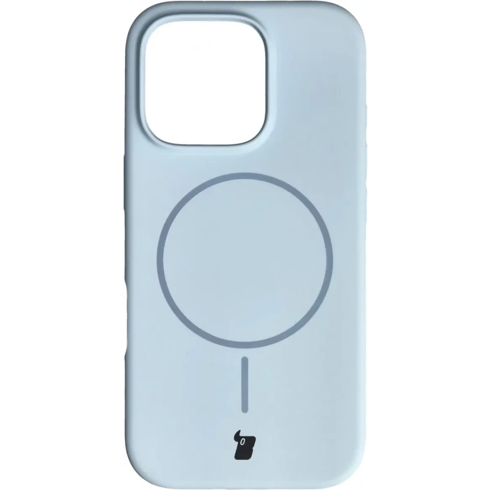 Silikonowe etui z pierścieniem magnetycznym Bizon Soft Case Magnetic do Apple iPhone 16 Pro błękitne