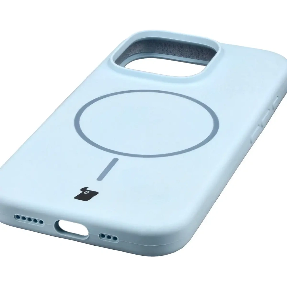 Silikonowe etui z pierścieniem magnetycznym Bizon Soft Case Magnetic do Apple iPhone 16 Pro błękitne