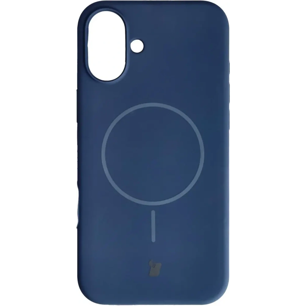 Silikonowe etui z pierścieniem magnetycznym Bizon Soft Case Magnetic do Apple iPhone 16 Plus granatowe