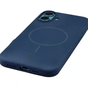 Silikonowe etui z pierścieniem magnetycznym Bizon Soft Case Magnetic do Apple iPhone 16 Plus granatowe