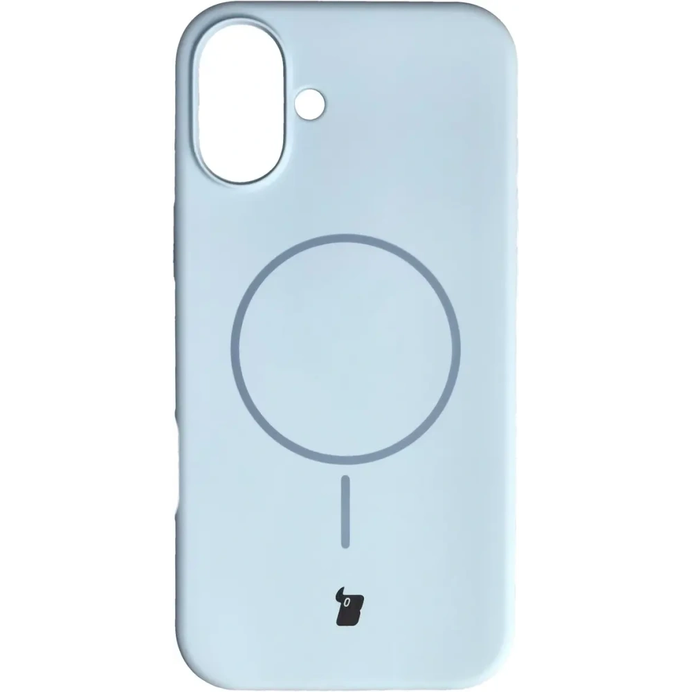 Silikonowe etui z pierścieniem magnetycznym Bizon Soft Case Magnetic do Apple iPhone 16 Plus błękitne