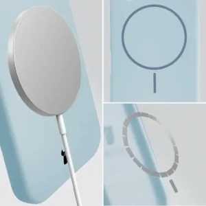 Silikonowe etui z pierścieniem magnetycznym Bizon Soft Case Magnetic do Apple iPhone 16 Plus błękitne