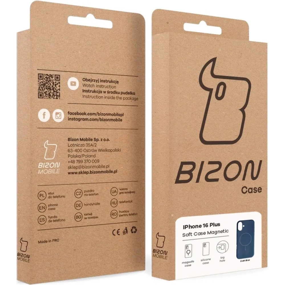 Silikonowe etui z pierścieniem magnetycznym Bizon Soft Case Magnetic do Apple iPhone 16 Plus granatowe
