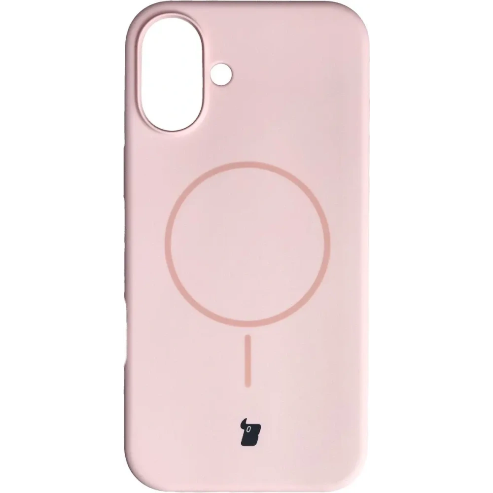 Silikonowe etui z pierścieniem magnetycznym Bizon Soft Case Magnetic do Apple iPhone 16 Plus jasnoróżowe