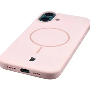 Silikonowe etui z pierścieniem magnetycznym Bizon Soft Case Magnetic do Apple iPhone 16 Plus jasnoróżowe