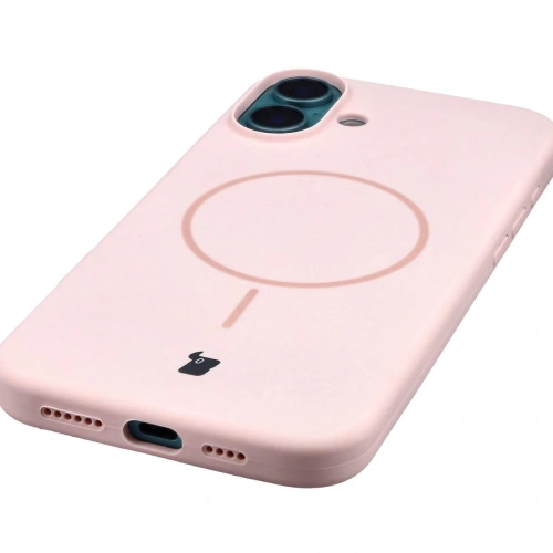 Silikonowe etui z pierścieniem magnetycznym Bizon Soft Case Magnetic do Apple iPhone 16 Plus jasnoróżowe