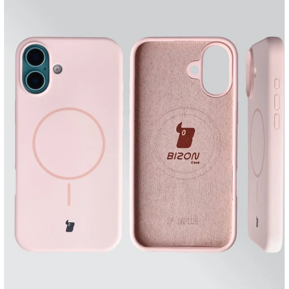 Silikonowe etui z pierścieniem magnetycznym Bizon Soft Case Magnetic do Apple iPhone 16 Plus jasnoróżowe