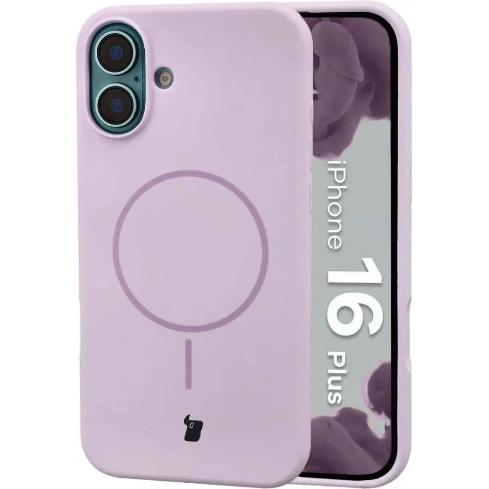 Silikonowe etui z pierścieniem magnetycznym Bizon Soft Case Magnetic do Apple iPhone 16 Plus jasnofioletowe