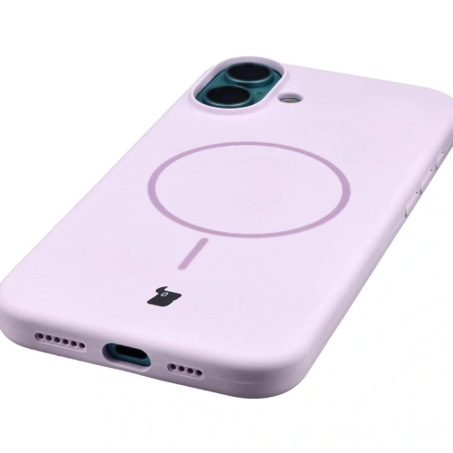 Silikonowe etui z pierścieniem magnetycznym Bizon Soft Case Magnetic do Apple iPhone 16 Plus jasnofioletowe