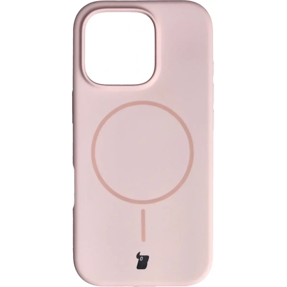 Silikonowe etui z pierścieniem magnetycznym Bizon Soft Case Magnetic do Apple iPhone 16 Pro jasnoróżowe