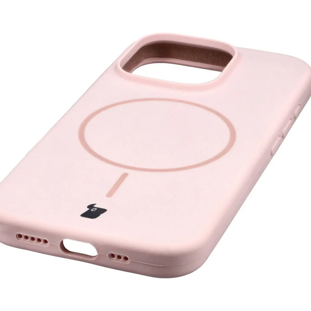 Silikonowe etui z pierścieniem magnetycznym Bizon Soft Case Magnetic do Apple iPhone 16 Pro jasnoróżowe