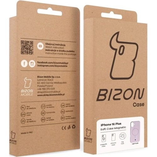 Silikonowe etui z pierścieniem magnetycznym Bizon Soft Case Magnetic do Apple iPhone 16 Plus jasnofioletowe
