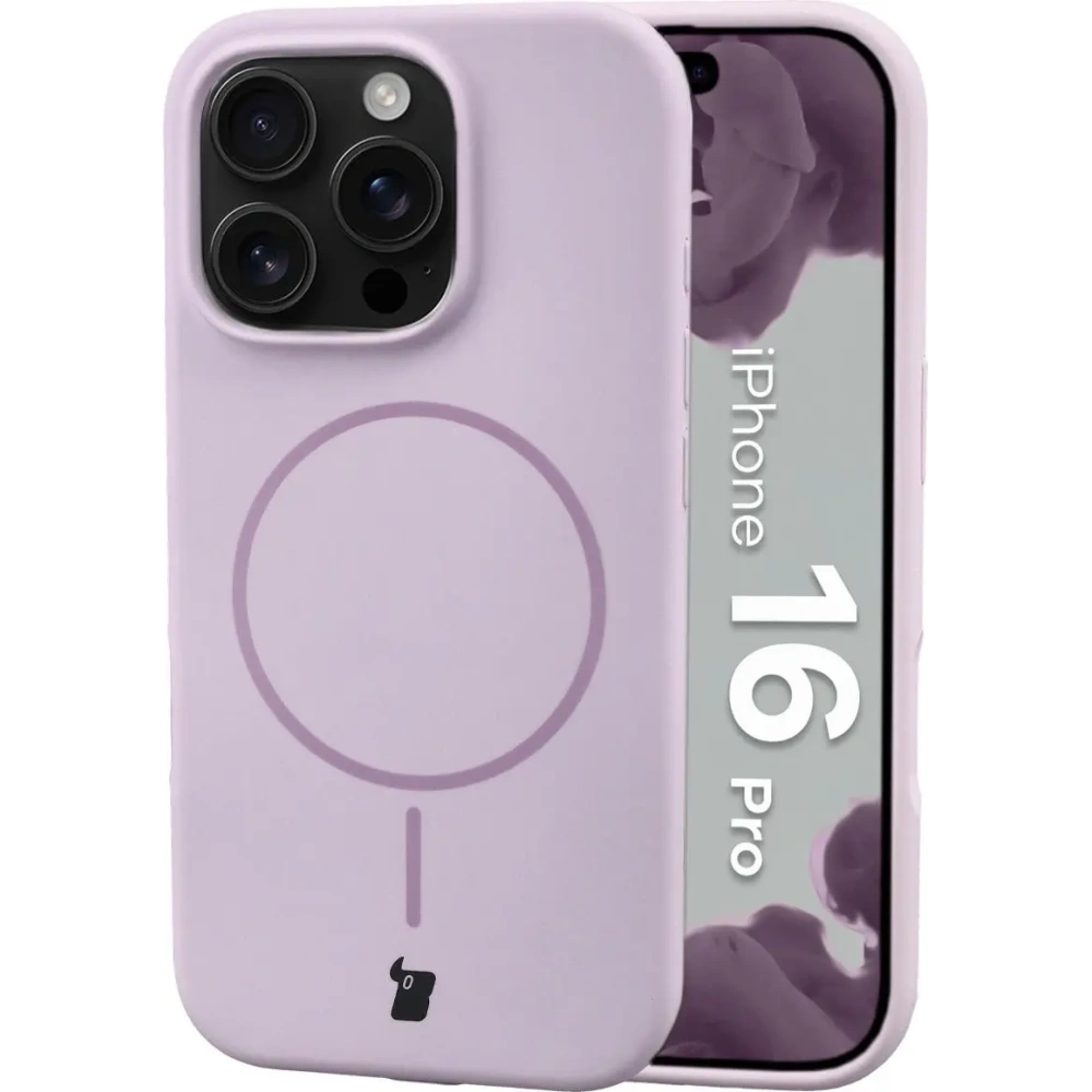 Silikonowe etui z pierścieniem magnetycznym Bizon Soft Case Magnetic do Apple iPhone 16 Pro jasnofioletowe