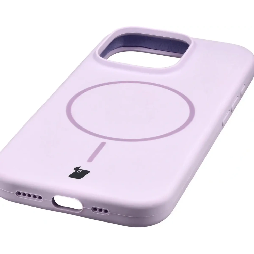 Silikonowe etui z pierścieniem magnetycznym Bizon Soft Case Magnetic do Apple iPhone 16 Pro jasnofioletowe