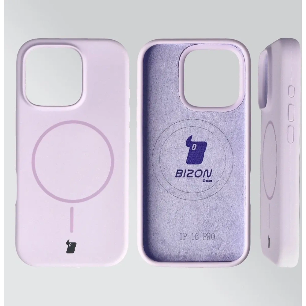 Silikonowe etui z pierścieniem magnetycznym Bizon Soft Case Magnetic do Apple iPhone 16 Pro jasnofioletowe