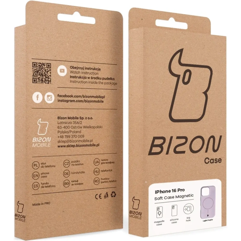 Silikonowe etui z pierścieniem magnetycznym Bizon Soft Case Magnetic do Apple iPhone 16 Pro jasnofioletowe