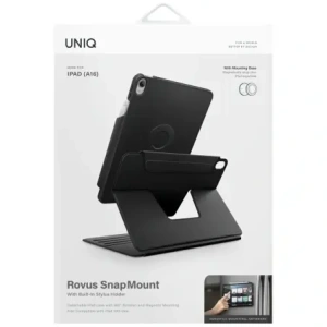 UNIQ Rovus Snapmount Magnetisch 360 Grad Rotierbar Abnehmbar für Apple iPad 10,9" 2022 / 11" 2025 schwarz