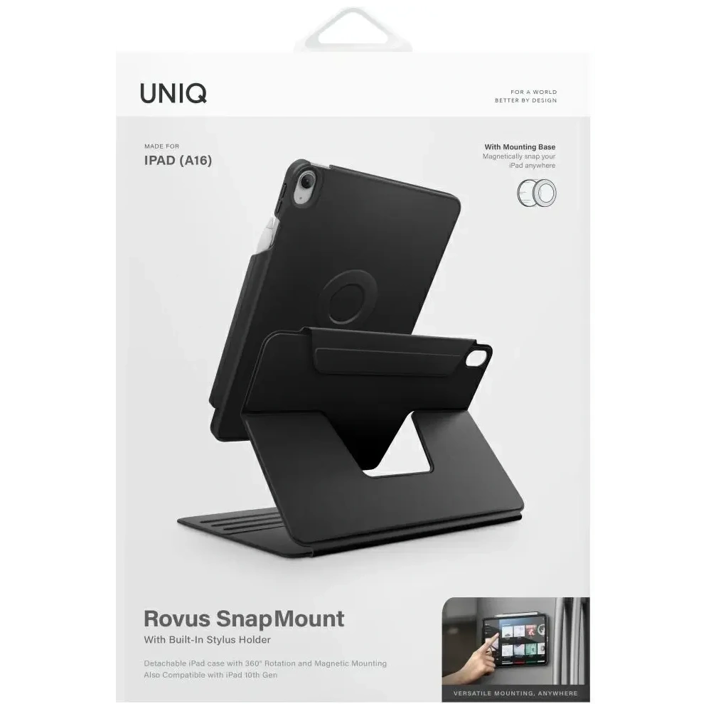 Etui UNIQ Rovus Snapmount Magnetic 360 Rotating Detachable do Apple iPad 10.9" 2022 / 11" 2025 czarny