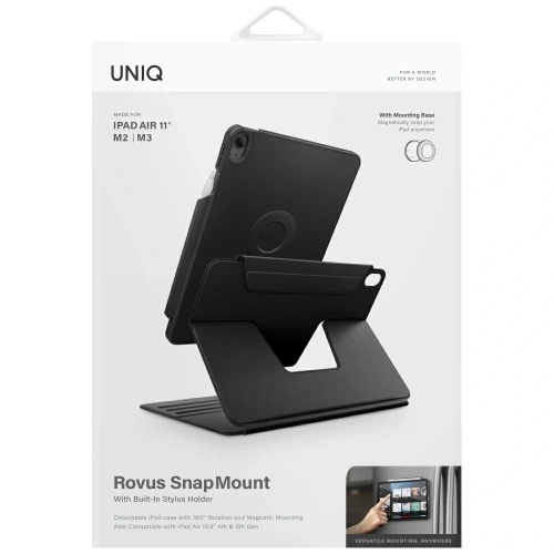 UNIQ Rovus Snapmount Magnetic 360 Rotating Detachable Apple iPad Air 11" 2024/2025 / iPad Air 10.9" 2020/2022 black