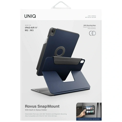 UNIQ Rovus Snapmount Magnetic 360 Rotating Detachable Apple iPad Air 11" 2024/2025 / iPad Air 10.9" 2020/2022 navy blue