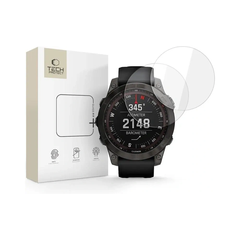 Szkło hartowane Tech-Protect Glass Fit+ Garmin Fenix 7 / 7 Pro Clear [2 PACK]