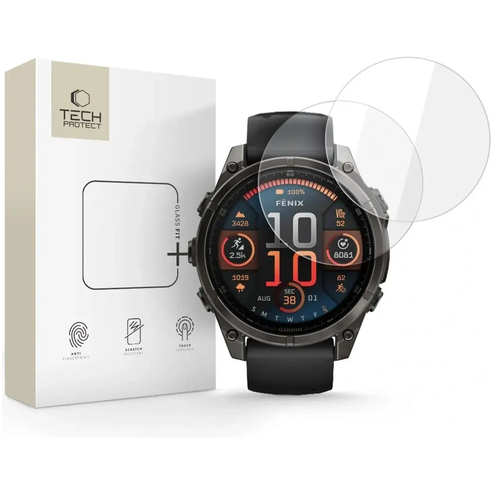 Szkło hartowane Tech-Protect Glass Fit+ Garmin Fenix 8 47mm Clear [2 PACK]