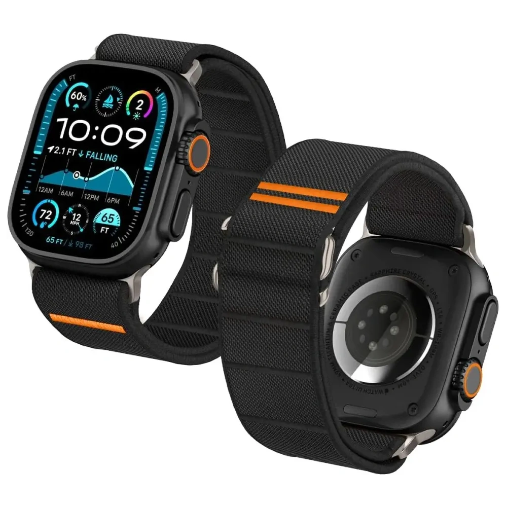 Pasek Tech-Protect Nylon Slip Apple Watch 6/7/8/9/10/SE / Ultra 1/2 44/45/46/49mm Black