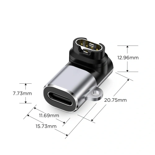 Adapter kątowy Tech-Protect Ultraboost Adapter USB-C / Garmin Watch Grey