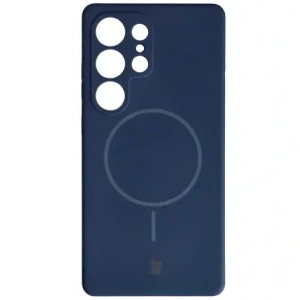 Silikonowe etui z pierścieniem magnetycznym Bizon Soft Case Magnetic do Samsung Galaxy S25 Ultra granatowe
